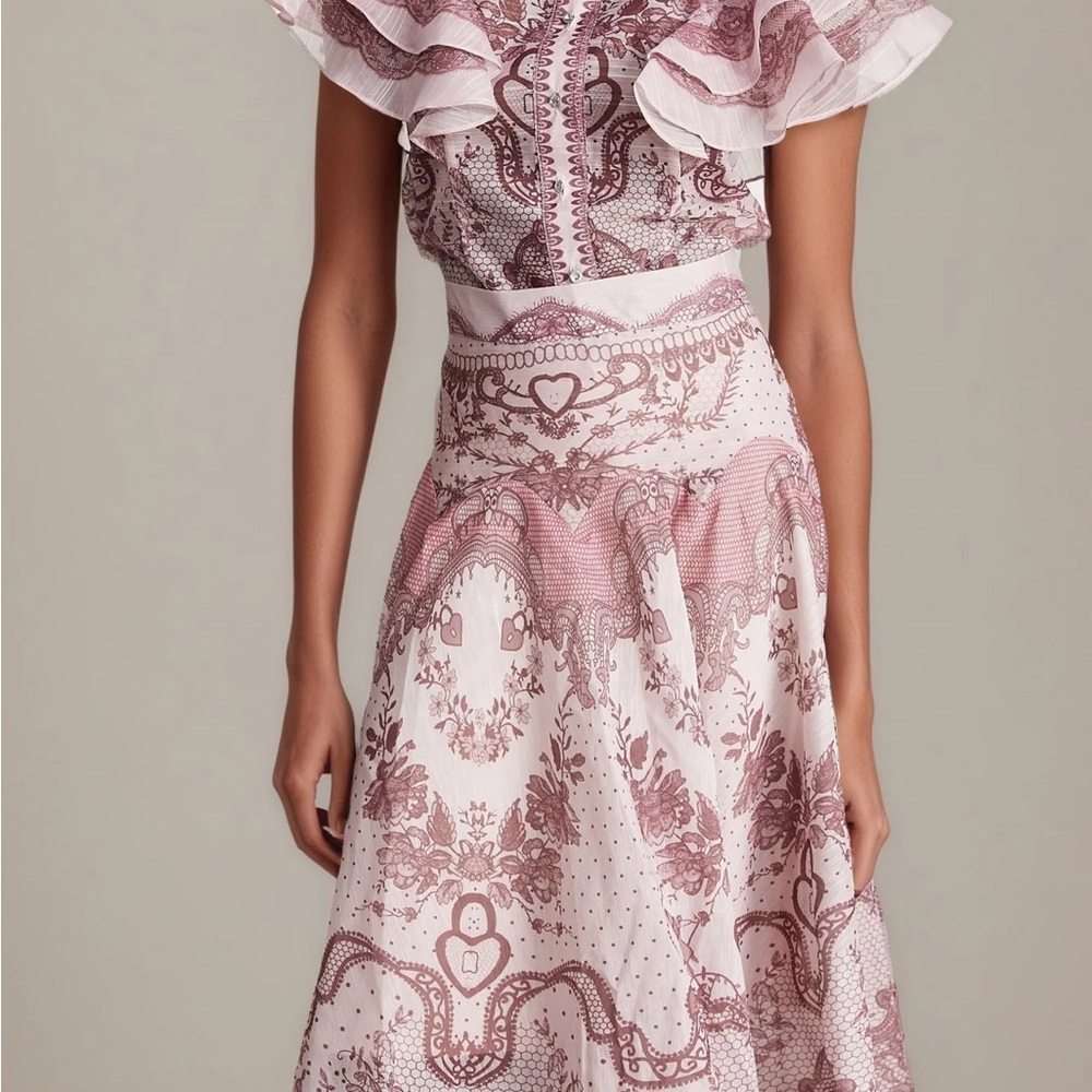 Designer-Style Pink Ruffled Two-Piece Dress Set - Picture 5 of 11